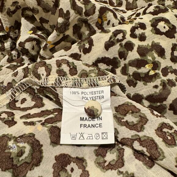 Anna Kay Sheer leopard print with gold accents blouse - Picture 7 of 10